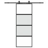 vidaXL Posuvné dvere s kovaním čierne 76x205 cm tvrdené sklo