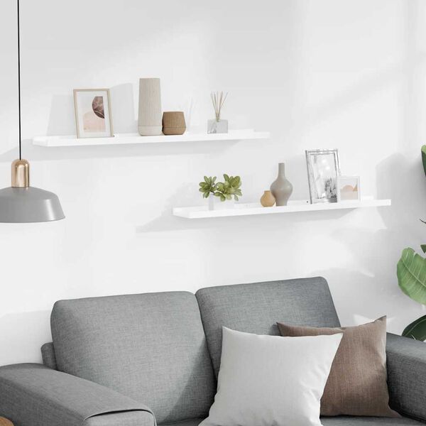 vidaXL N&aacute;stenn&eacute; police 2 ks, leskl&eacute; biele 80x9x3 cm