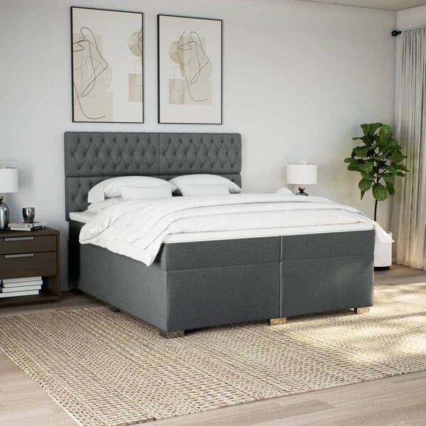 vidaXL Boxspring posteľ s matracom tmavosiv&aacute; 200x200 cm l&aacute;tka