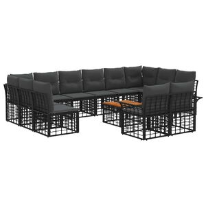 vidaXL Z&aacute;hradn&aacute; s&uacute;prava gaučov 13 pcs Čierna a tmavo&scaron;ed&aacute; Polyester