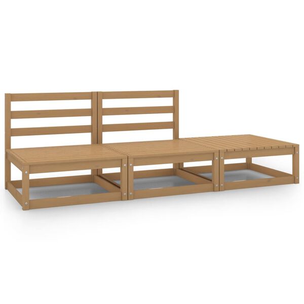 vidaXL 3-dielna z&aacute;hradn&aacute; sedacia s&uacute;prava medovohned&aacute; borovicov&yacute; mas&iacute;v