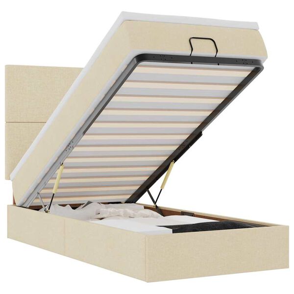 vidaXL Osmansk&aacute; posteľ s matracom kr&eacute;mov&aacute; 100x200 cm l&aacute;tka