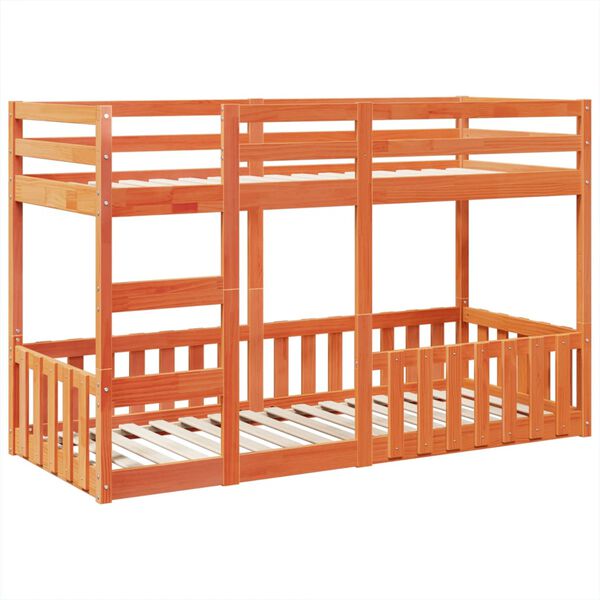 vidaXL Poschodov&aacute; posteľ voskovo hned&aacute; 90x190 cm borovicov&yacute; mas&iacute;v