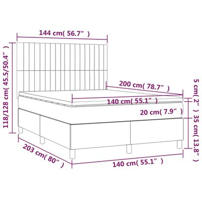 vidaXL Boxspring posteľ s matracom tmavosivá 140x200 cm látka