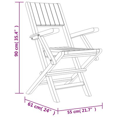 vidaXL Skladacie záhradné stoličky 2 ks 55x61x90 cm tíkový masív
