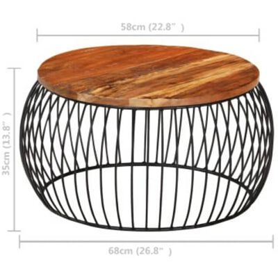 vidaXL Konferenčný stolík Ø68 cm recyklované masívne drevo