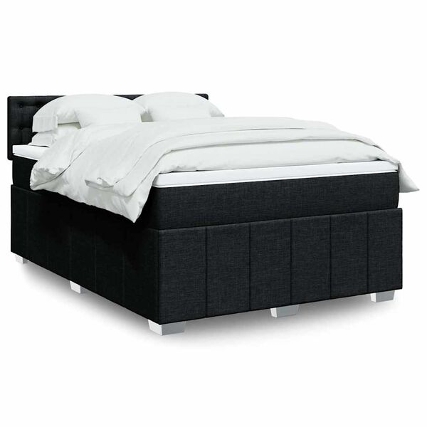 vidaXL Posteľn&yacute; r&aacute;m boxspring s matracom čierny 140x200 cm l&aacute;tka