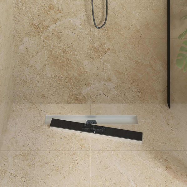 vidaXL Sprchov&yacute; odtok s sklen&yacute;m krytom a 360&deg; sif&oacute;nom Čierna 60 cm