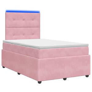 vidaXL LED boxspring posteľ s matracom Ružov&aacute; 120 x 190 cm Zamat
