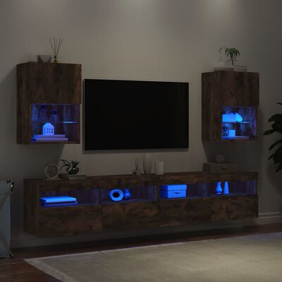 vidaXL TV skrinky s LED svetlami 2 ks dymový dub 40,5x30x60 cm