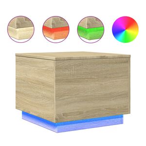 vidaXL Konferenčn&yacute; stol&iacute;k s LED svetlami dub sonoma 50x50x40 cm