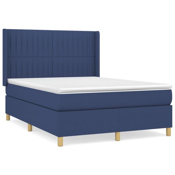 vidaXL Boxspring posteľ s matracom modr&yacute; 140x190 cm l&aacute;tka