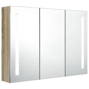 vidaXL LED k&uacute;peľňov&aacute; zrkadlov&aacute; skrinka 89x14x62 cm dubov&aacute;