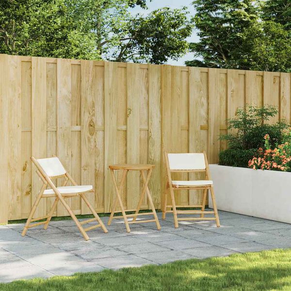 vidaXL Bistro skladacie stoličky 2 ks s kr&eacute;movobielymi vank&uacute;&scaron;mi bambus