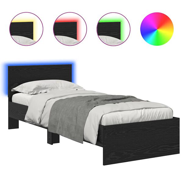 vidaXL Rám postele Čierny dub 75 x 190 cm Kompozitné drevo