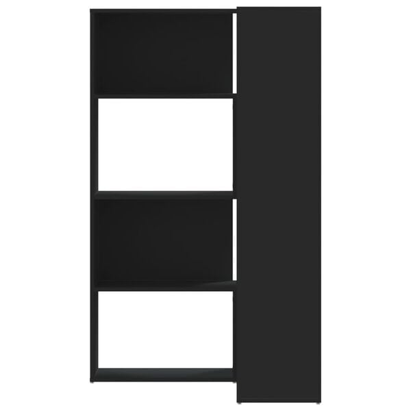 vidaXL Rohová knižnica 4 police čierna 85x85x140 cm kompozitné drevo