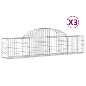 vidaXL Obl&uacute;kov&yacute; gabionov&yacute; k&ocirc;&scaron; 3 ks 200x30x40/60 cm pozinkovan&eacute; železo