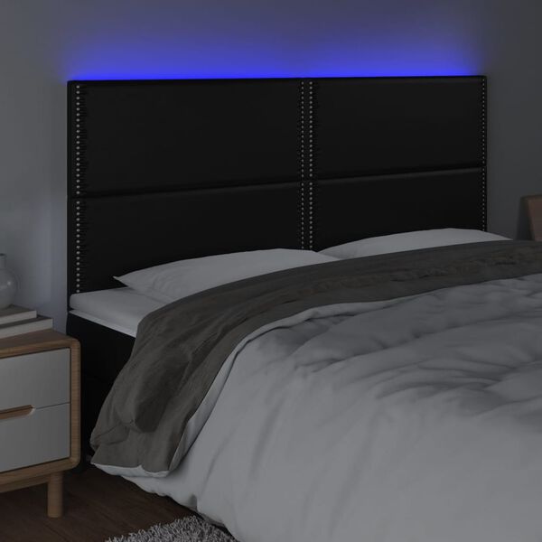 vidaXL Čelo postele s LED čierne 160x5x118/128 cm umelá koža