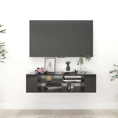vidaXL Závesná TV skrinka lesklá čierna 100x30x26,5cm kompozitné drevo