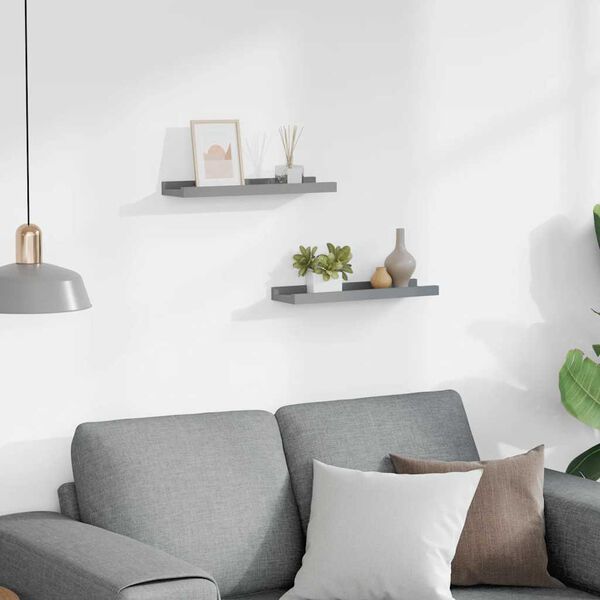 vidaXL Poličky na zar&aacute;movan&eacute; obr&aacute;zky 2 ks siv&eacute; 40x9x3 cm MDF