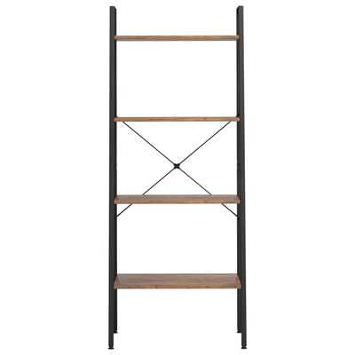 vidaXL 4-poschodová rebríková polica tmavohnedá a čierna 56x35x140 cm