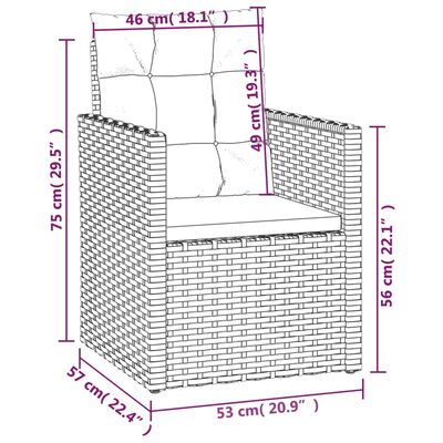 vidaXL Záhradné kreslo s podložkou polyratan sivé