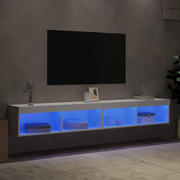 vidaXL TV skrinky s LED svetlami 2 ks biele 100x30x30 cm
