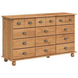vidaXL Komoda ASKIM Hned&aacute; 79 x 40 x 133,5 cm Mas&iacute;vne borovicov&eacute; drevo