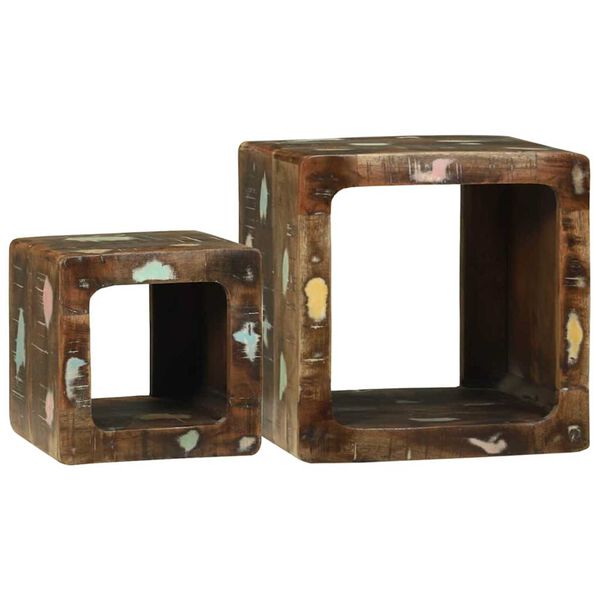 vidaXL TV jednotky s poličkou 2 pcs Viacfarebný Masívne obnovené drevo