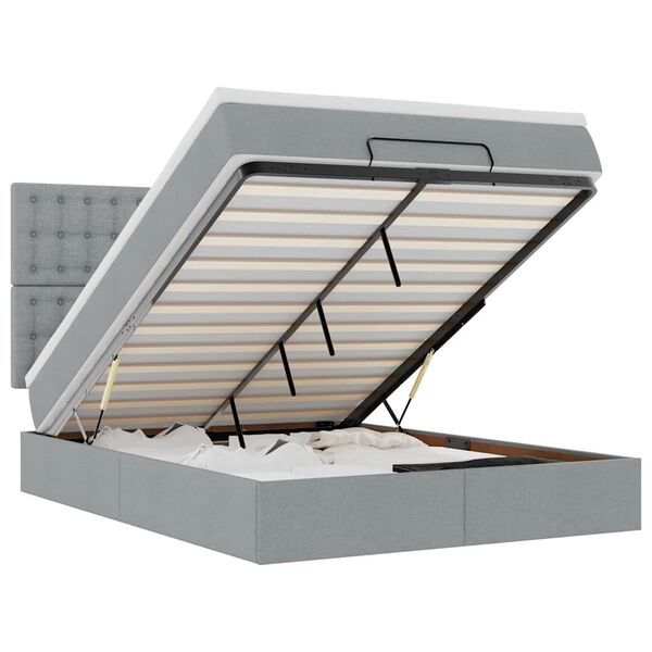 vidaXL Osmansk&aacute; posteľ s matracom Svetlosiv&aacute; 140x190 cm L&aacute;tka