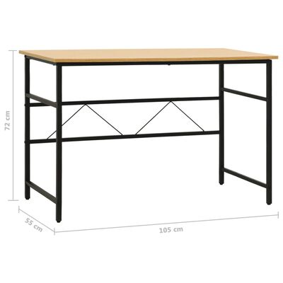 vidaXL Počítačový stôl čierny a svetlý dub 105x55x72 cm MDF a kov