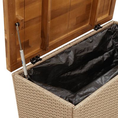 vidaXL Záhradný úložný box béžový 80x40x48 cm polyratan akáciové drevo