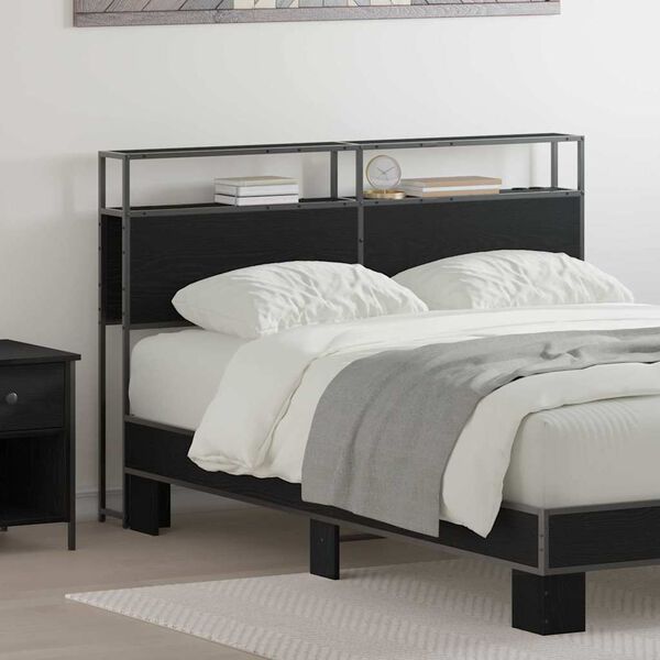 vidaXL &Uacute;ložn&eacute; čelo s poličkou Čierny dub 120 cm Kompozitn&eacute; drevo