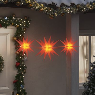 vidaXL Vianočné svetlá s LED 3 ks skladacie červené