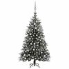vidaXL Umel&yacute; vianočn&yacute; stromček s LED, sadou g&uacute;ľ a snehom 210cm PVC+PE