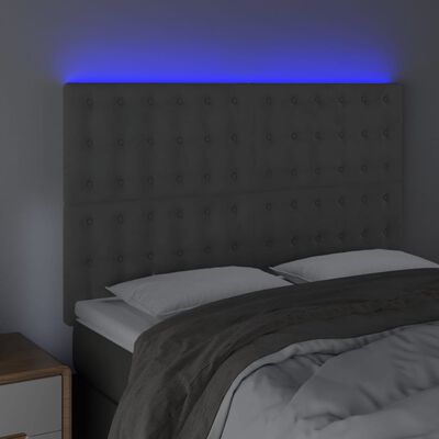 vidaXL Čelo postele s LED bledosivé 144x5x118/128 cm zamat