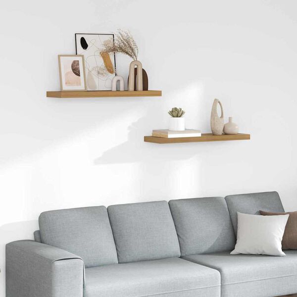 vidaXL Stenn&aacute; polica 2 pcs Hned&aacute; 90 x 23,5 x 4 cm Kompozitn&eacute; drevo