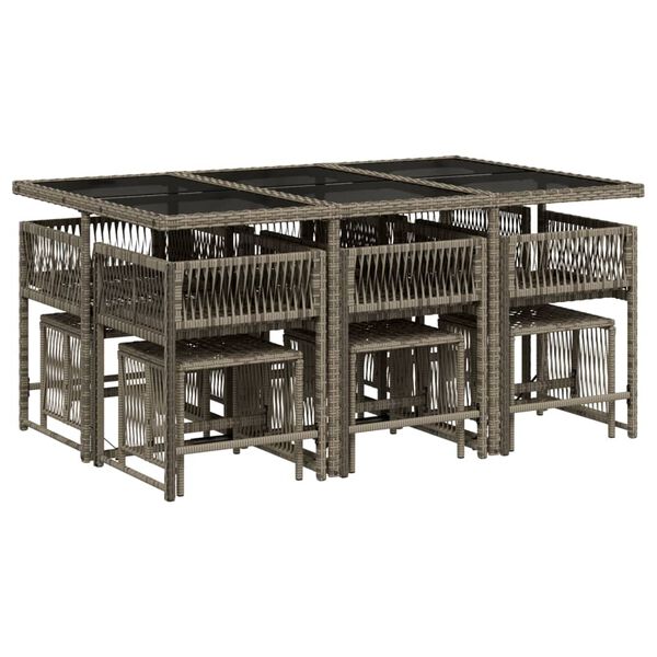 vidaXL 11-dielna z&aacute;hradn&aacute; jed&aacute;lensk&aacute; s&uacute;prava s vank&uacute;&scaron;mi siv&aacute; polyratan