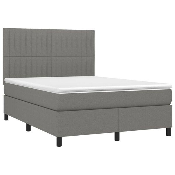 vidaXL Boxspring posteľ s matracom tmavosiv&aacute; 140x190 cm l&aacute;tka