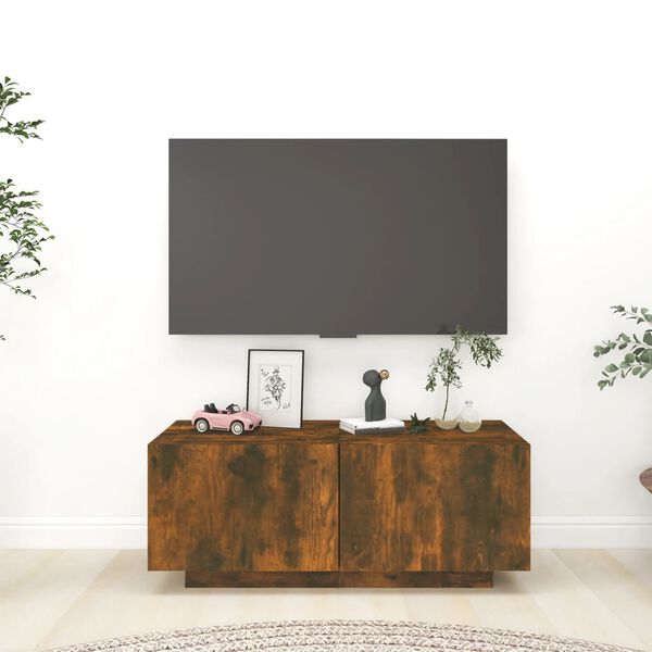 vidaXL TV skrinka dymový dub 100x35x40 cm spracované drevo