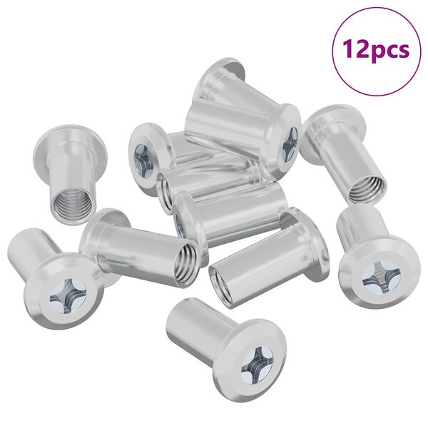vidaXL Z&aacute;mkov&aacute; matica 12 pcs Niklov&aacute; M6 x 15 mm Oceľ