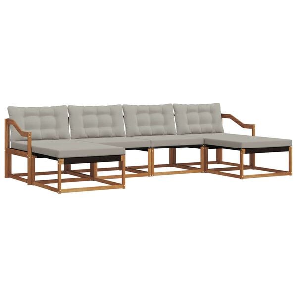 vidaXL Z&aacute;hradn&aacute; s&uacute;prava gaučov s vank&uacute;&scaron;om 6 pcs Pr&iacute;rodn&aacute; a svetlosiv&aacute;