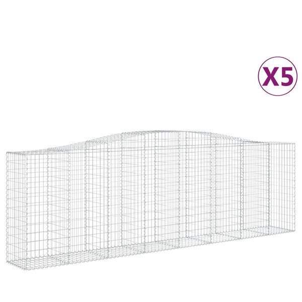 vidaXL Oblúkové gabionové koše 5 ks 400x50x120/140 cm pozink. železo