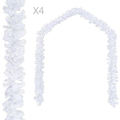 vidaXL Vianočné girlandy 4 ks, biele 270 cm, PVC