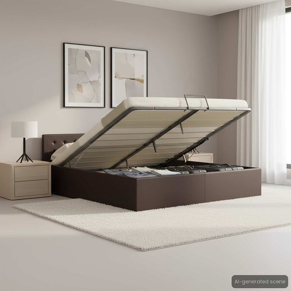 vidaXL Hydraulický posteľný rám+úložný priestor, umelá koža 180x200 cm