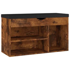 vidaXL Lavica na top&aacute;nky+podložka, tmav&yacute; dub 80x30x47 cm