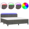 vidaXL Posteľ boxsping s matracom a LED tmavosiv&aacute; 160x200 cm zamat