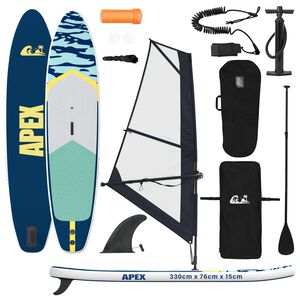 vidaXL Inflatovateľn&aacute; SUP doska s plachtou APEX 330 x 76 x 15 cm Modr&aacute;