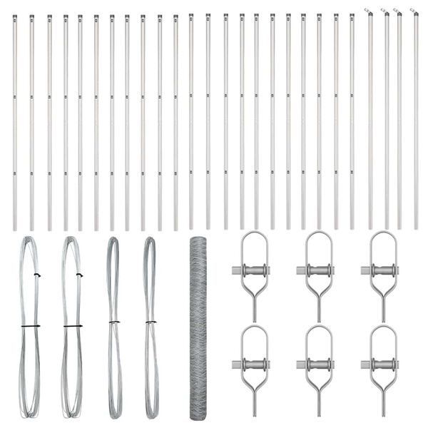 vidaXL Stĺp na plot. Strieborn&aacute; 50 x 1,6 m (36 mm pletivo) Oceľ