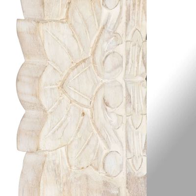 vidaXL Zrkadlo biele 80x50 cm masívne mangovníkové drevo
